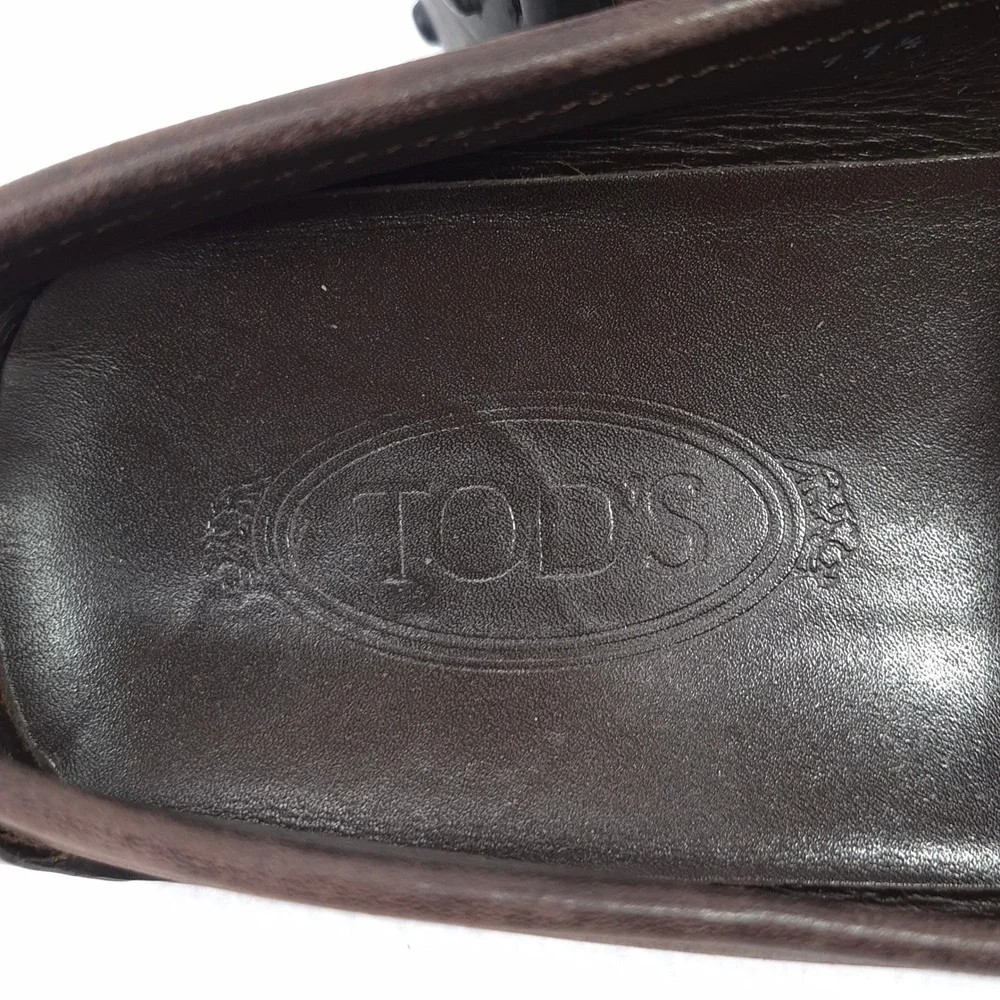 Tods Gommino Brown Leather Driving Loafers Pebble Sole Mens Size 11.5